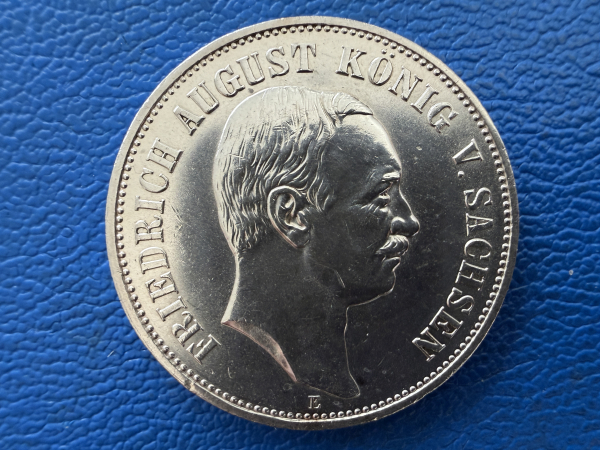 Sachsen 5 Mark 1914 E Friedrich Silber Jaeger 136 (2)