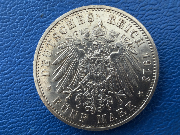 Preußen 5 Mark 1913 A Wilhelm II. in Uniform Silber (1)