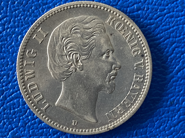 Bayern 2 Mark 1876 D Ludwig II. Silber (5) Top Erhaltung!
