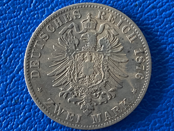 Bayern 2 Mark 1876 D Ludwig II. Silber (5) Top Erhaltung!