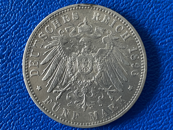 Bayern 5 Mark 1896 D Otto Silber selten Jaeger 46