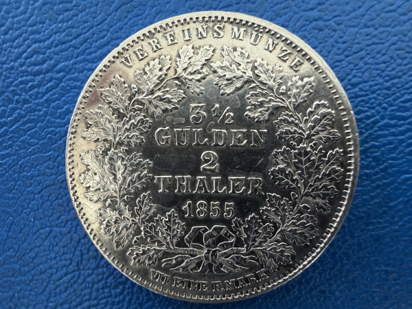 Frankfurt Doppeltaler 1855 Freie Stadt Frankfurt Silber