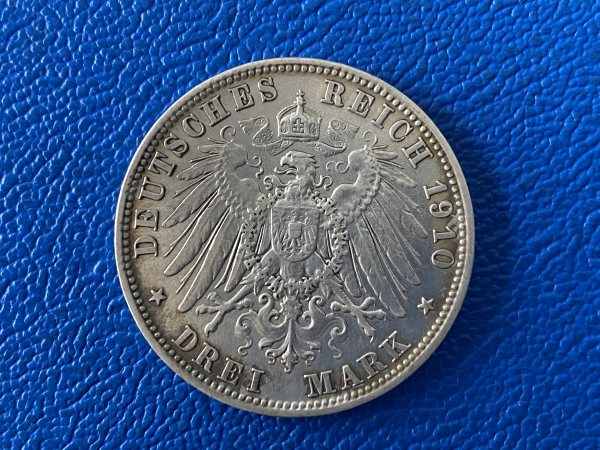 Bayern 3 Mark 1910 D Otto Silber Top Erhaltung (1)