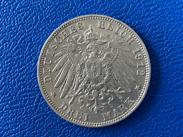 Bayern 3 Mark 1912 D Otto Silber Top Erhaltung (1)