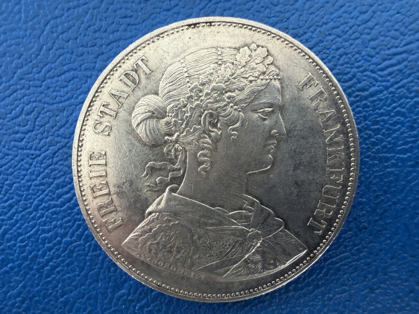 Frankfurt Doppeltaler 1861 Freie Stadt Frankfurt Silber Top Erhaltung