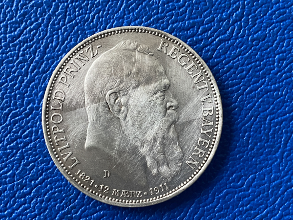Bayern 3 Mark 1911 D Prinzregent Luitpold Silber (4)