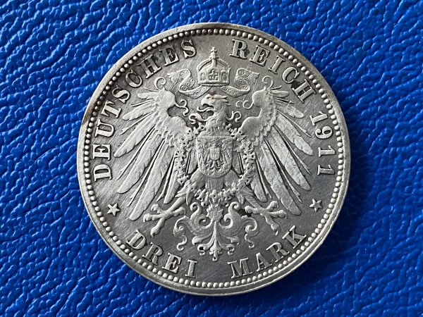 Bayern 3 Mark 1911 D Prinzregent Luitpold Silber (4)