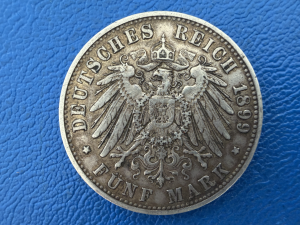 Württemberg 5 Mark 1899 F Wilhelm II J-176
