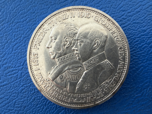 Mecklenburg-Schwerin 5 Mark 1915 Friedrich Franz IV. zur 100-Jahrfeier des Großherzogtums J-89