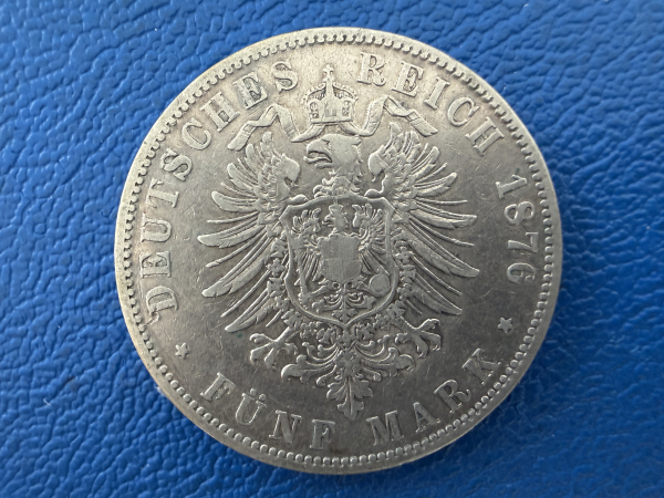 Preußen 5 Mark 1876 A Wilhelm I Silber Top Erhaltung! (3)
