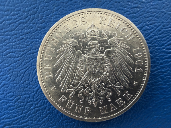Preußen 5 Mark 1901 200 Jahre Königreich Silber Top Erhaltung (2)