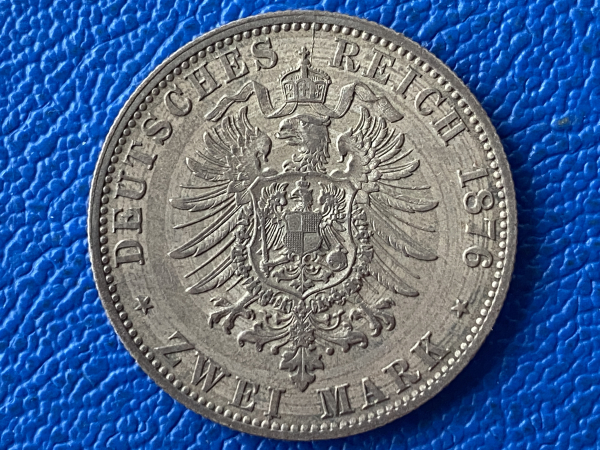 Hamburg 2 Mark 1876 J Top Erhaltung! Jaeger 61