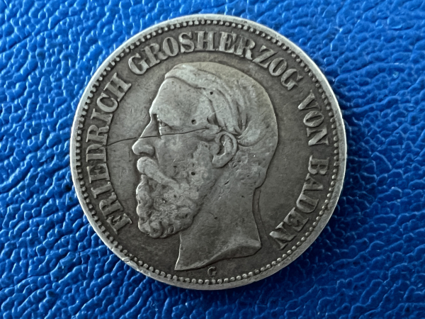 Baden 2 Mark 1880 G Friedrich Silber selten