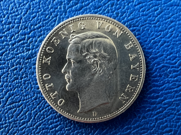 Bayern 2 Mark 1906 Otto Polierte Platte Jaeger 45 sehr selten