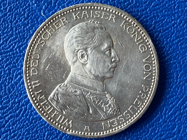 Preußen 5 Mark 1914 A Wilhelm II. in Uniform Silber (2) in Polierte Platte, sehr selten!