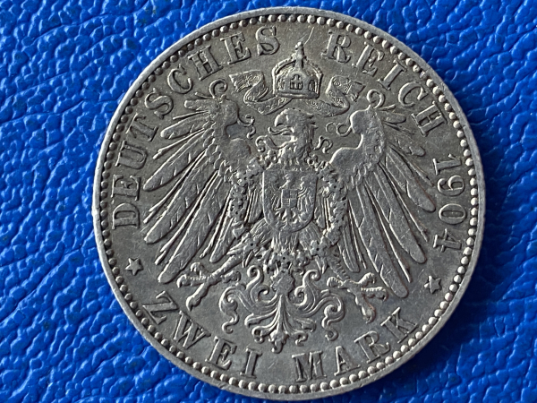 Sachsen 2 Mark 1904 E Georg Jaeger 129 (2) Silber Top Erhaltung!