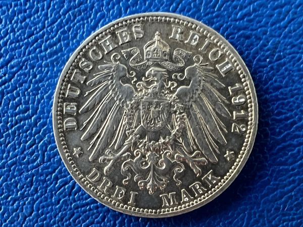 Bayern 3 Mark 1912 D Otto Silber