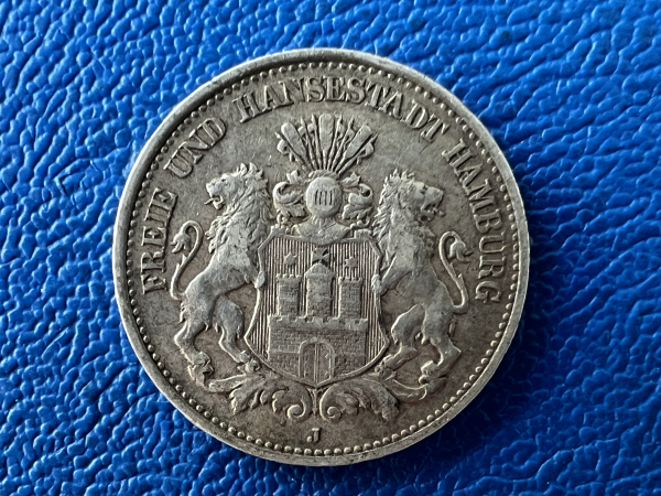 Hamburg 2 Mark 1904 J Stadtwappen Silber