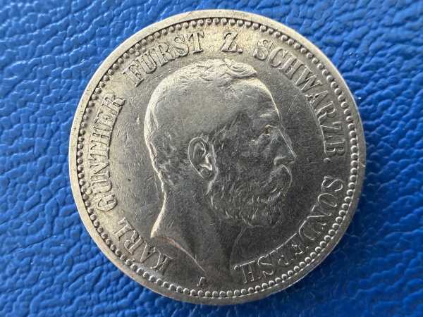 Schwarzburg-Sondershausen 2 Mark 1896 A Karl Günther Silber Jaeger 168