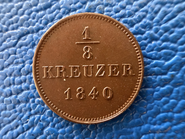 Schwarzburg-Rudolstadt 1/8 Kreuzer 1840 A Friedrich Günther 1807-1867 Top Erhaltung