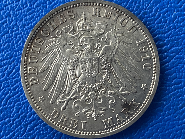 Sachsen-Weimar-Eisenach 3 Mark 1910 A Wilhelm Ernst Hochzeit Feodora (4)