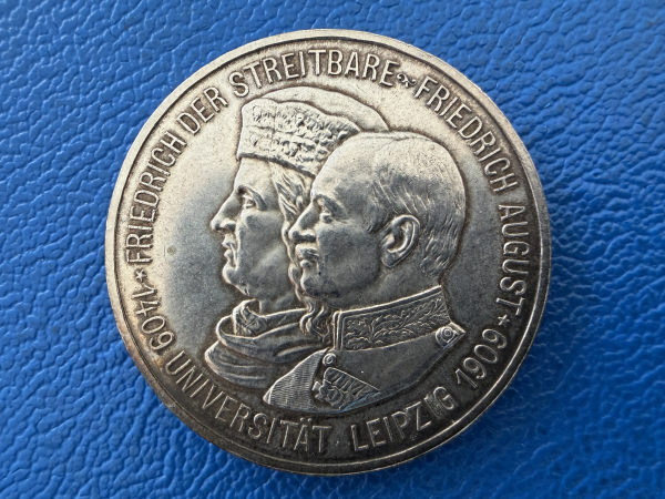 Sachsen 5 Mark 1909 Friedrich August III Universität Leipzig (2)
