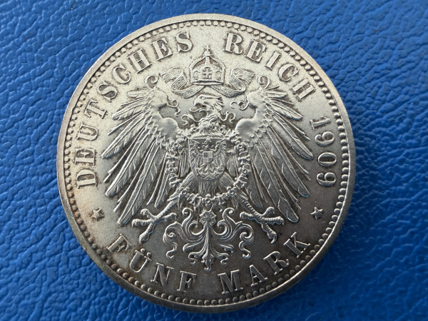 Sachsen 5 Mark 1909 Friedrich August III Universität Leipzig (2)