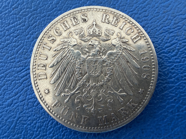 Sachsen-Meiningen 5 Mark 1908 D Georg II Jaeger 153 b