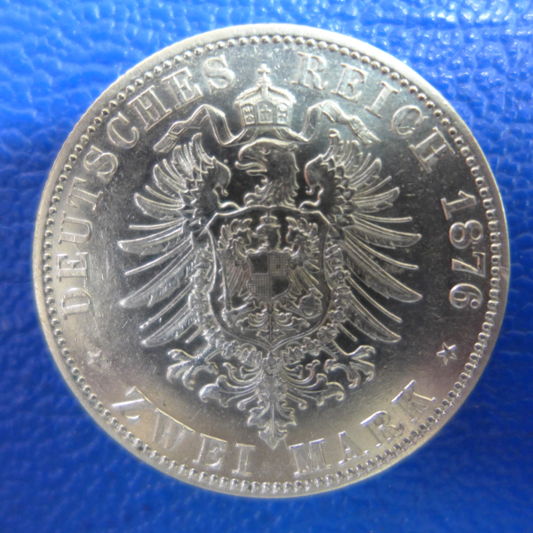 Anhalt 2 Mark 1876 A Friedrich Silber PRACHTSTÜCK, selten ! Jaeger 19