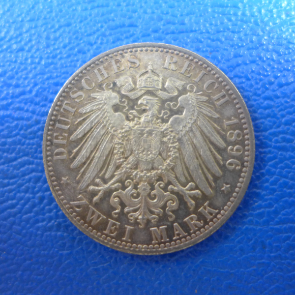 Anhalt 2 Mark 1896 A Friedrich II Silber PRACHTSTÜCK, selten ! Jaeger 20