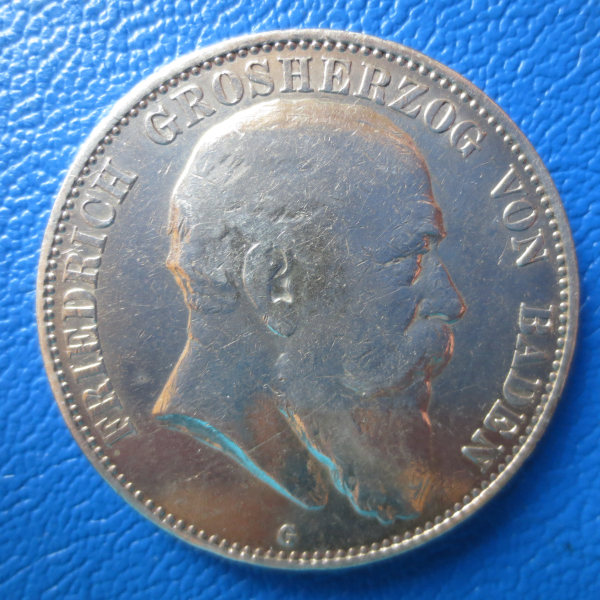 Baden 5 Mark 1903 G Friedrich Silber