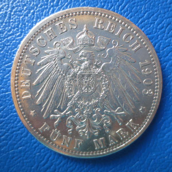 Baden 5 Mark 1903 G Friedrich Silber