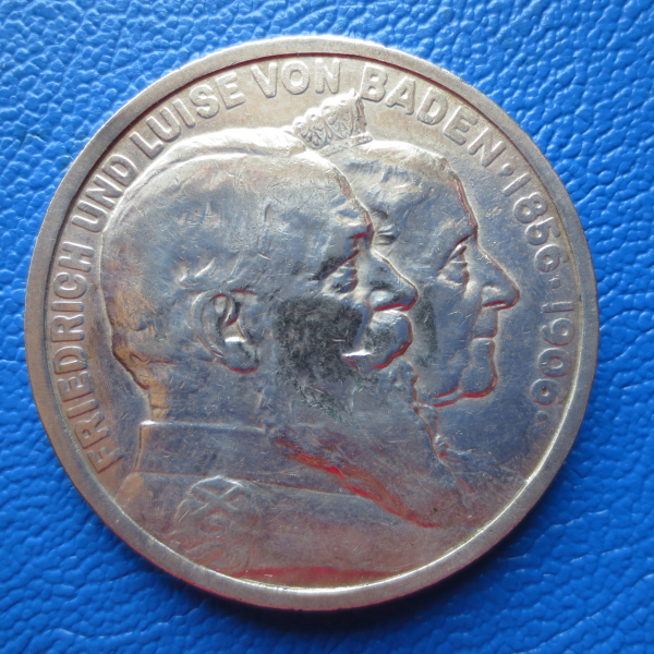 Baden 5 Mark 1906 Friedrich I. mit Ehefrau Luise Silber (1)
