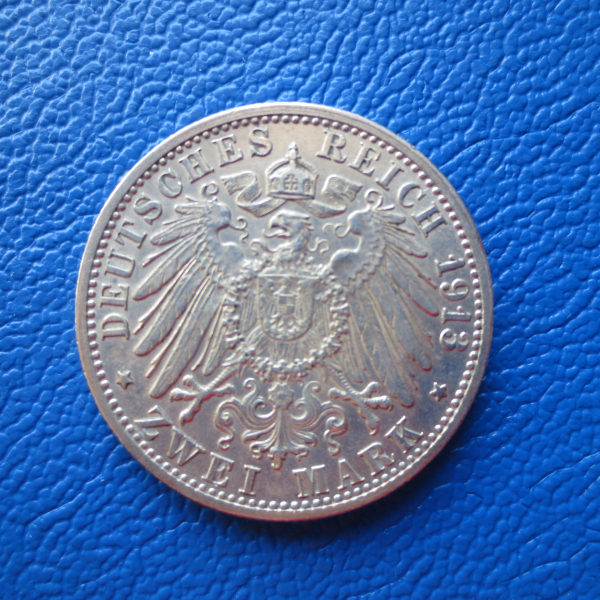 Baden 2 Mark 1913 G Friedrich II. Silber (1)