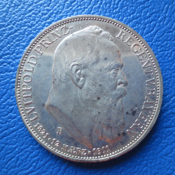 Bayern 3 Mark 1911 D Prinzregent Luitpold Silber (2)