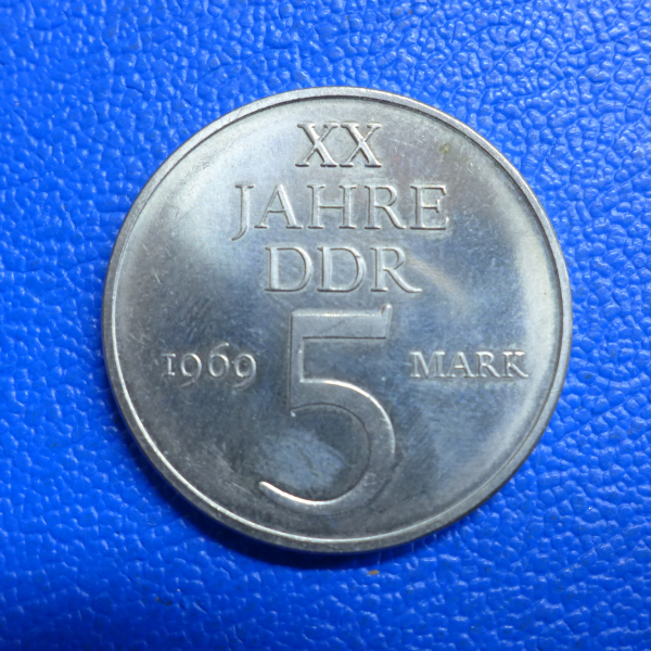 DDR 5 Mark 1969 XX 20 Jahre DDR MATERIALPROBE