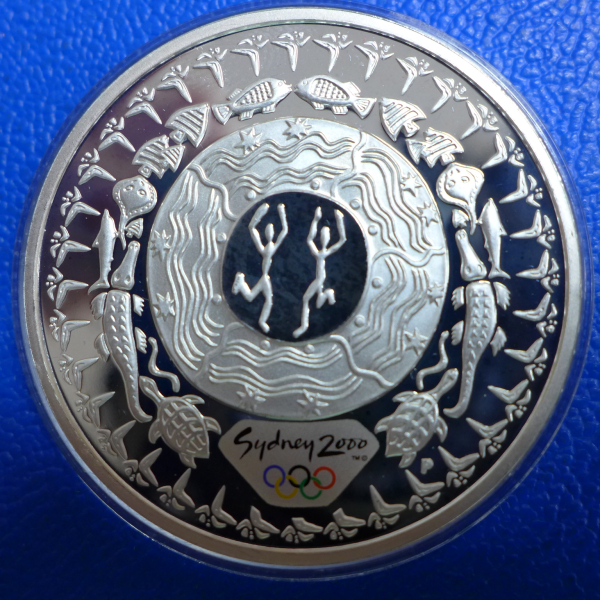 Australien 5 Dollar 2000 Mythen der Eingeborenen Olympia Sydney Silber in PP