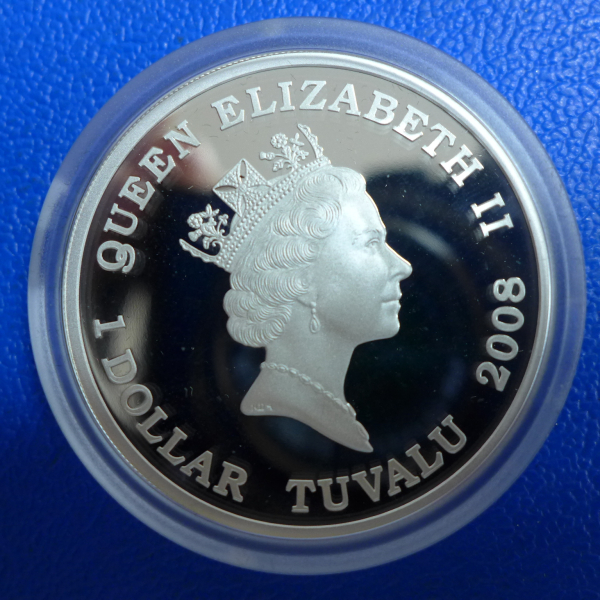 Tuvalu 1 Dollar 2008 Octopus Silber in Farbe PP