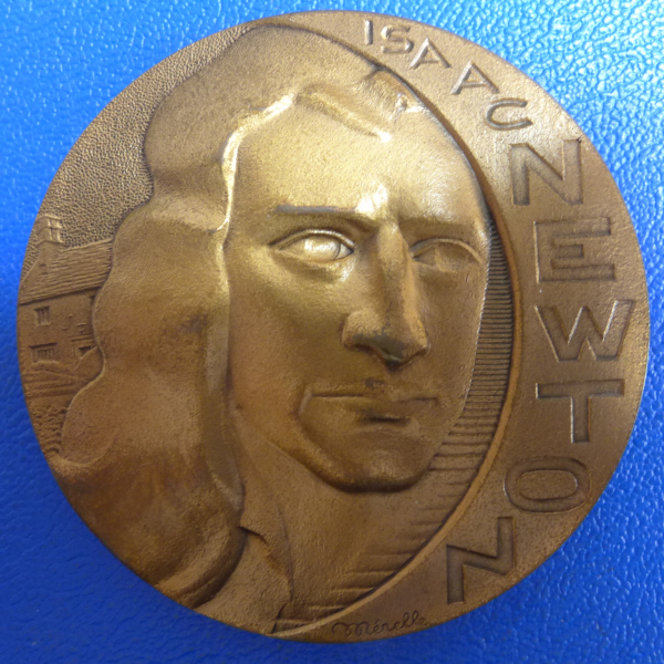 Isaac Newton 1642 Woolsthorpe 1727 Londres Bronzemedaille von Mérelle