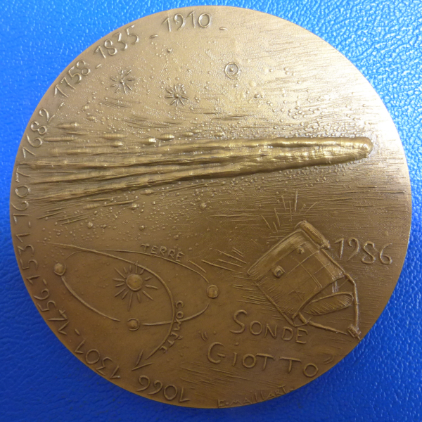 Astronomie Edmond Halley 1656-1742 sehr große Bronze Medaille aus dem Jahr 1986