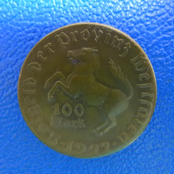 Provinz Westfalen 100 Mark 1922 vom Stein Kupfer/Zink vergoldet
