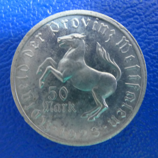Provinz Westfalen 50 Mark 1923 Droste-Hülshoff Aluminium