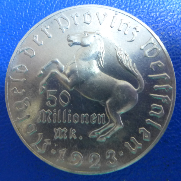 Provinz Westfalen 50 Millionen Mark 1923 vom Stein Aluminium