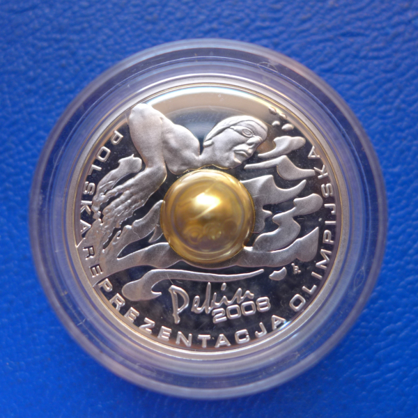 Polen 10 Zloty 2008 Schwimmen Olympiade Peking Silber in PP