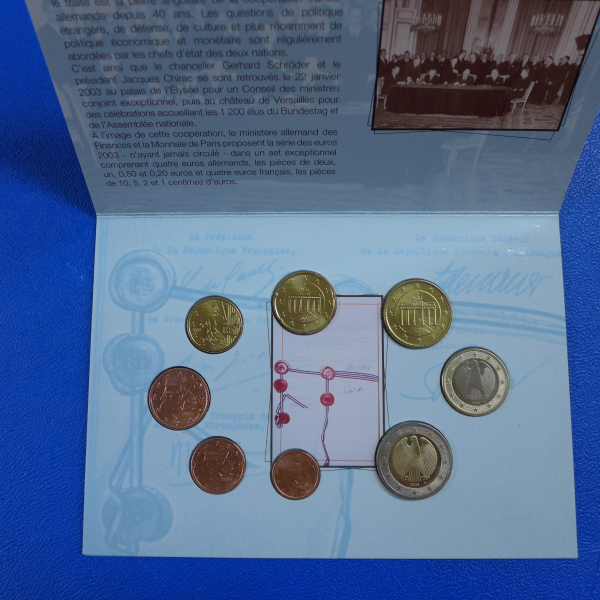 BRD/Frankreich Sonder - Euro-Münzen KMS 2003 Set Franco Allemand 40. Jahre Elysee in Stgl.