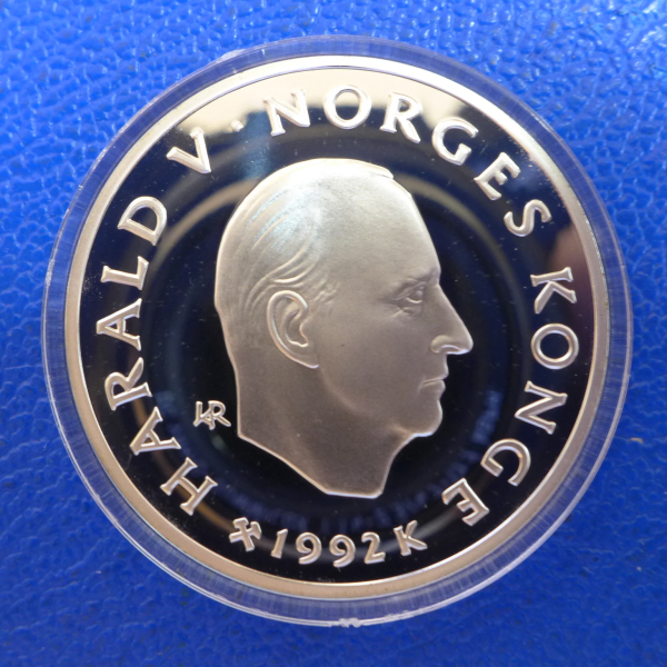 Norwegen 50 Kronen 1992 Schlittenfahren Kinder Lillehammer 1994 Silber in PP
