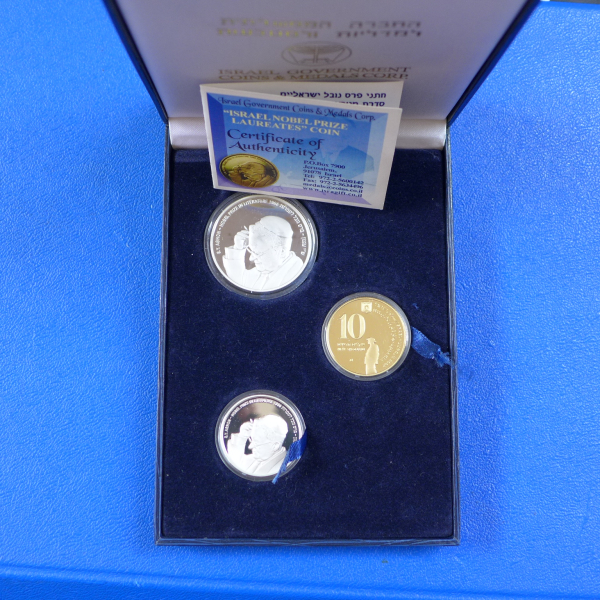 Israel Gedenkmünzensatz Nobelpreis Laureates 2008 Silber und Gold in PP, sehr selten !